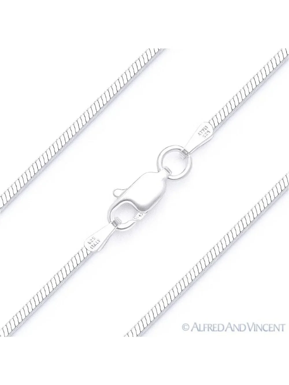 1.2mm 4-Sided Snake Link Italian Chain Necklace in .925 Sterling Silver - 24
